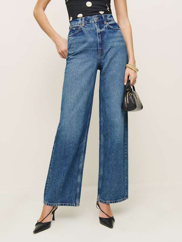 Wes High Rise Wide Leg Jeans - Pelican